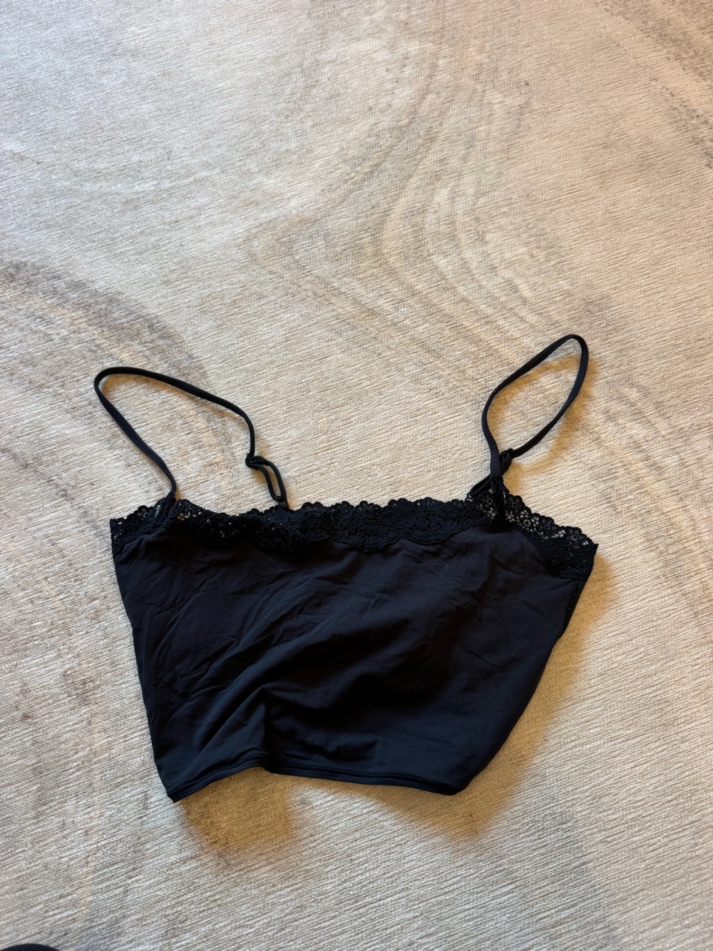 SKIMS Black Lace-Edge Slip Cami crop top